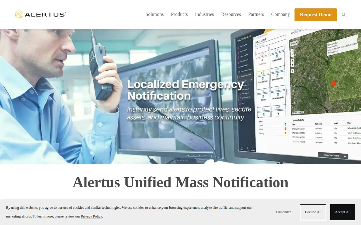 Homepage of Alertus Technologies LLC