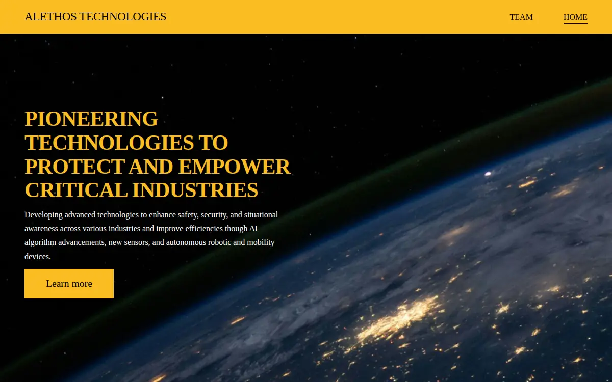 Homepage of Alethos Technologies LLC