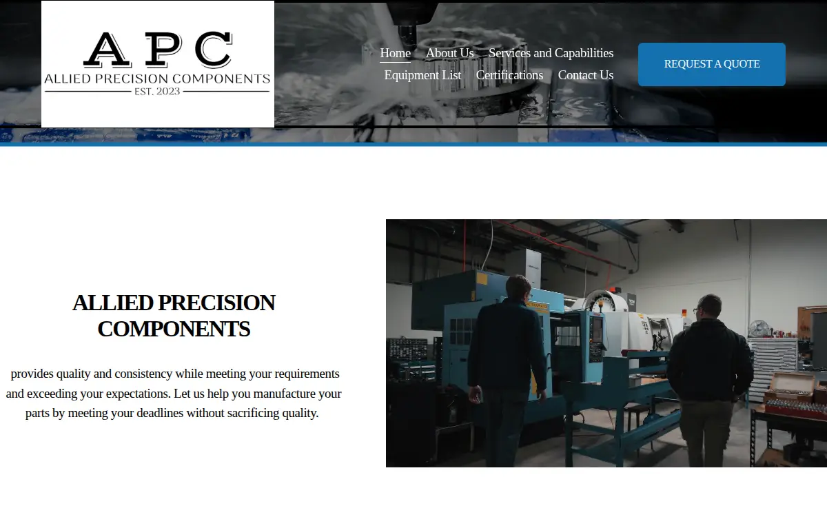Homepage of Allied Precision Components LLC