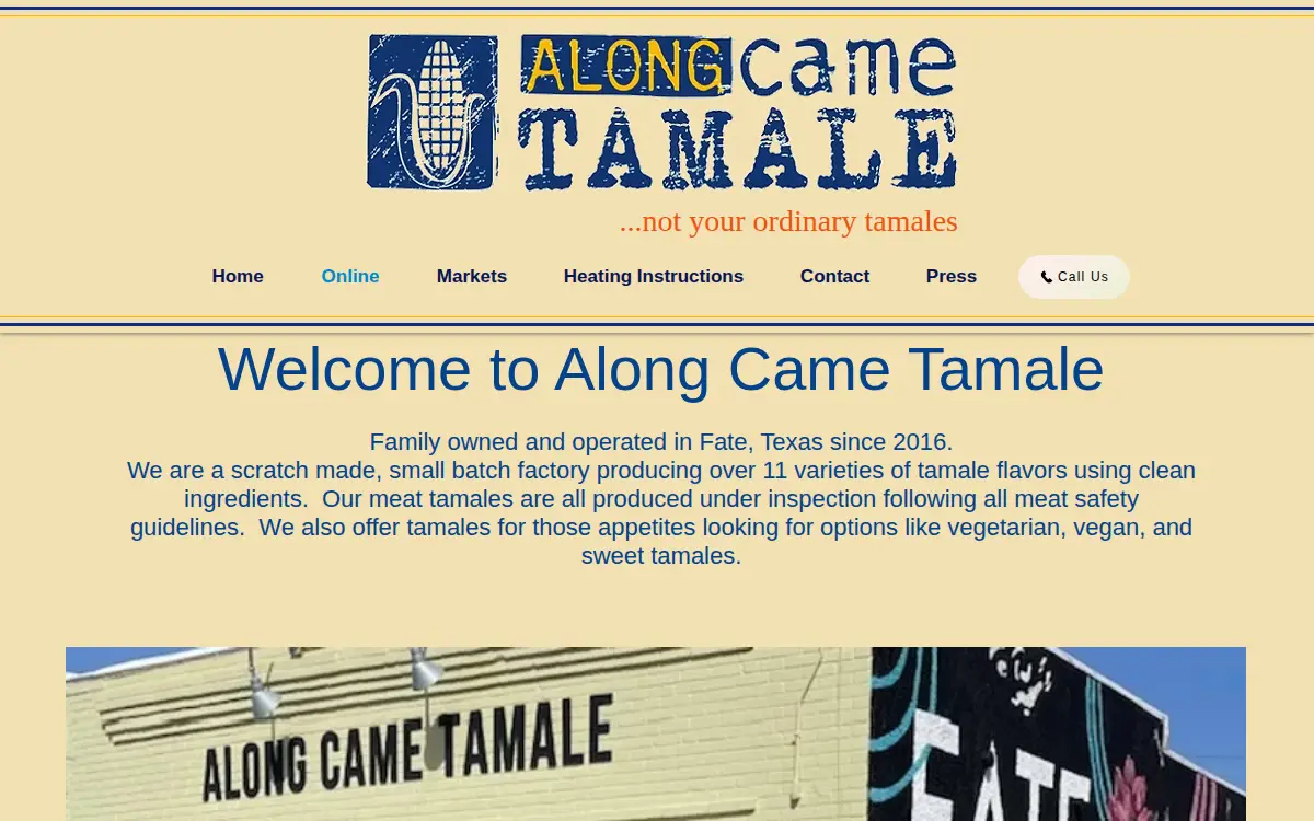 Homepage of Along Came Tamale CORP