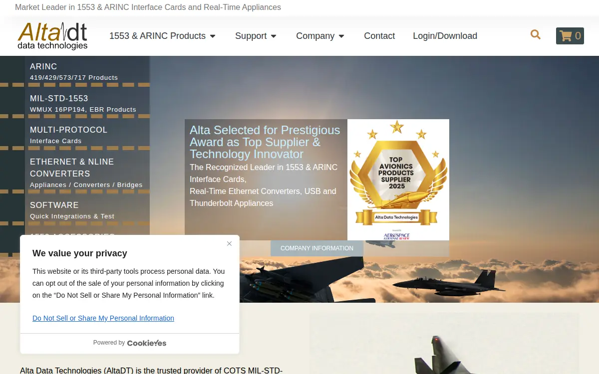 Homepage of Alta Data Technologies LLC