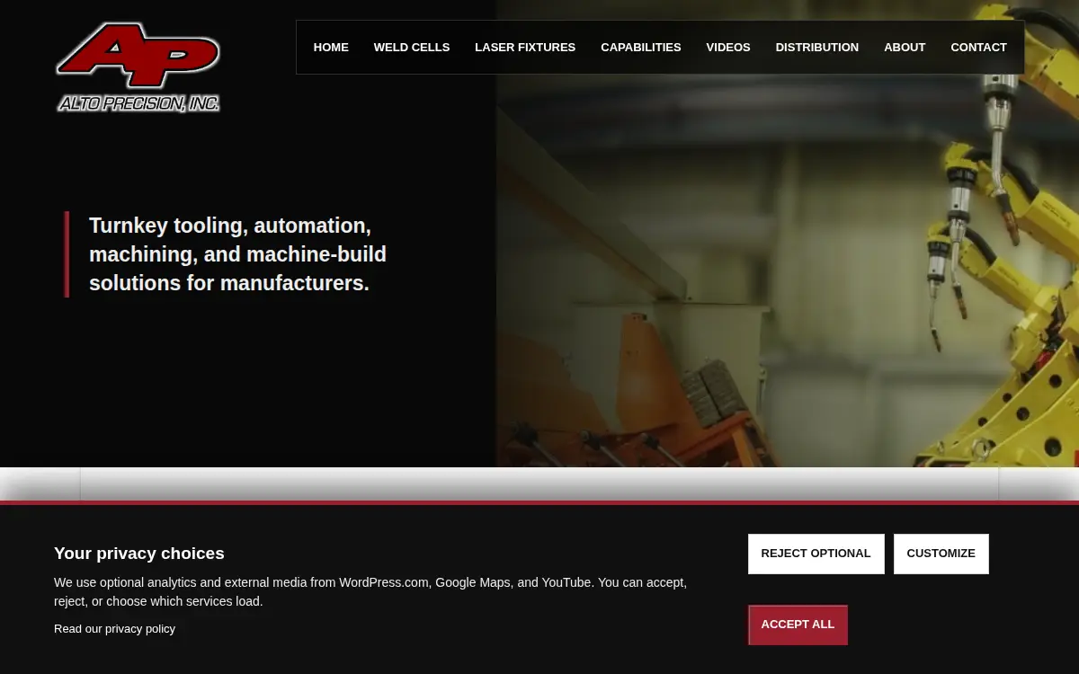 Homepage of Alto Precision, INC.