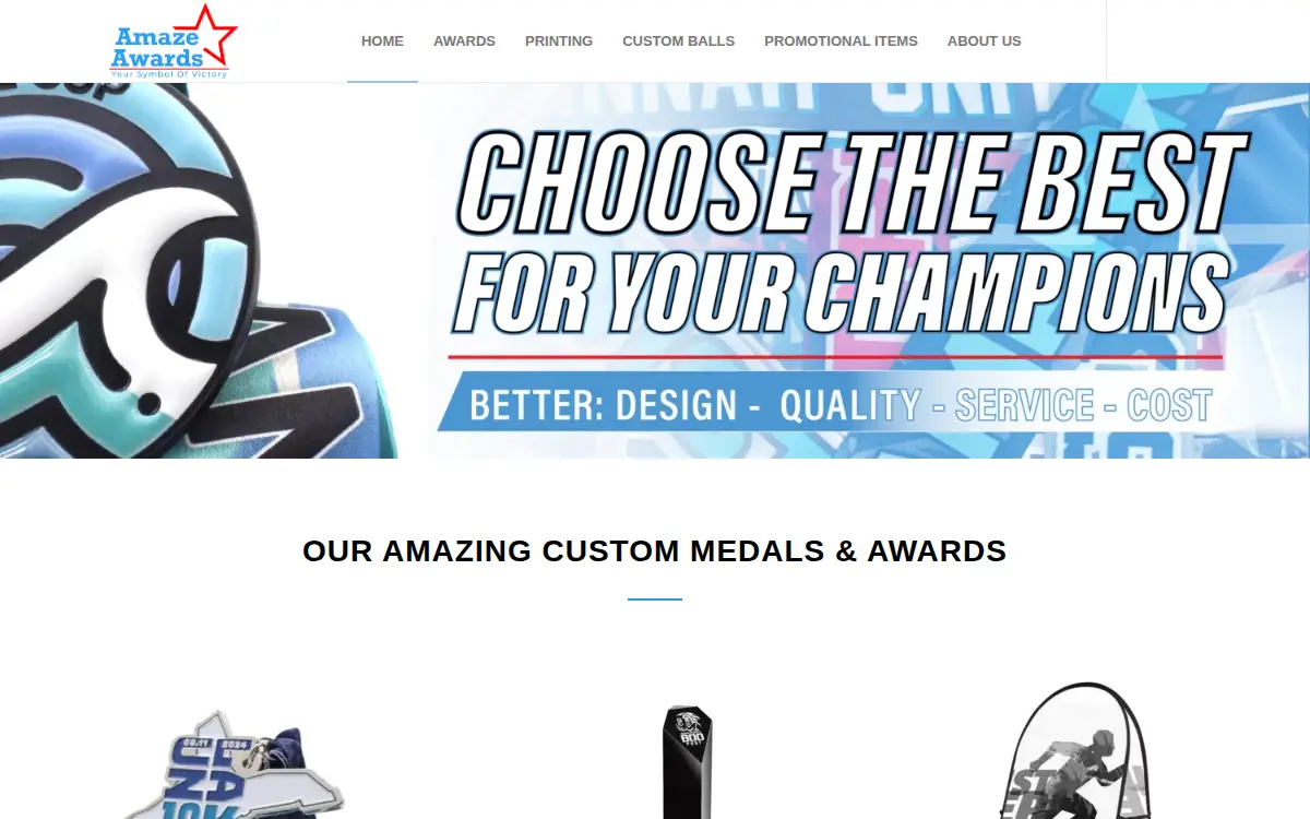 Homepage of Amaze Awards LLC