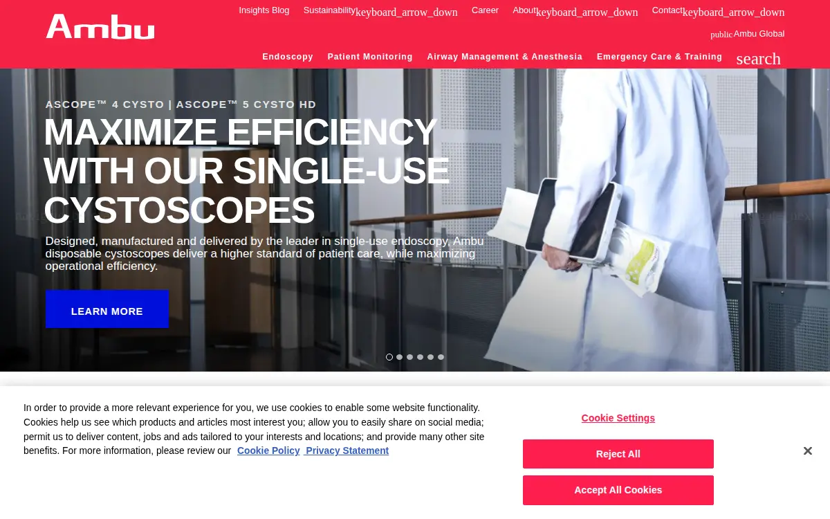 Homepage of Ambu INC.