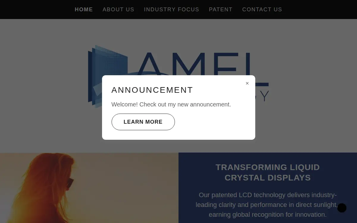 Homepage of Amel Technology, LLC