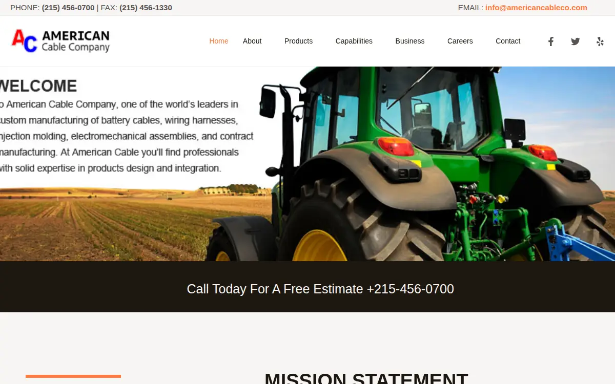 Homepage of American Cable Company