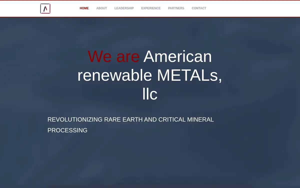 Homepage of American Renewable Metals LLC