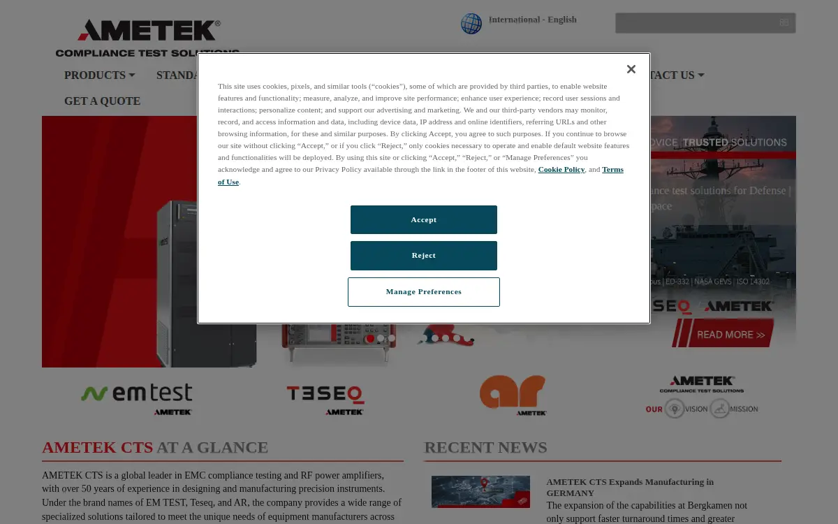 Homepage of Amplifier Research CORP