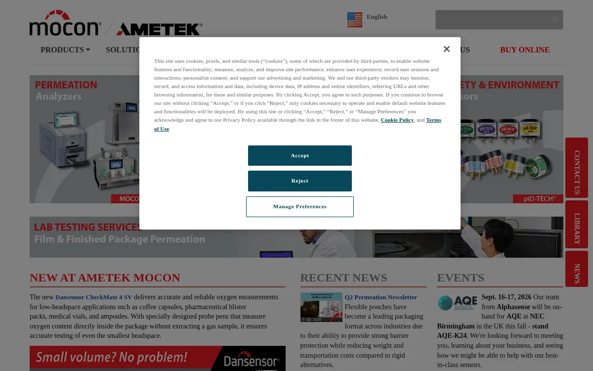 Homepage of Mocon INC