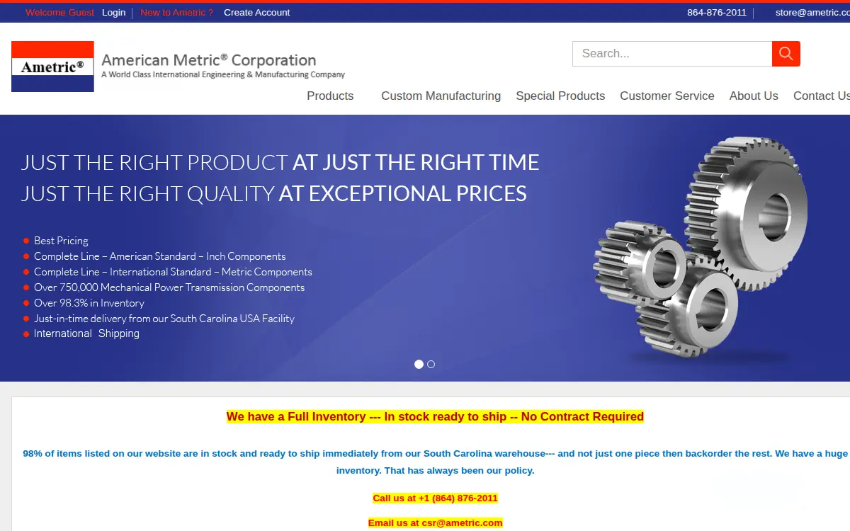 Homepage of American Metric Corporation