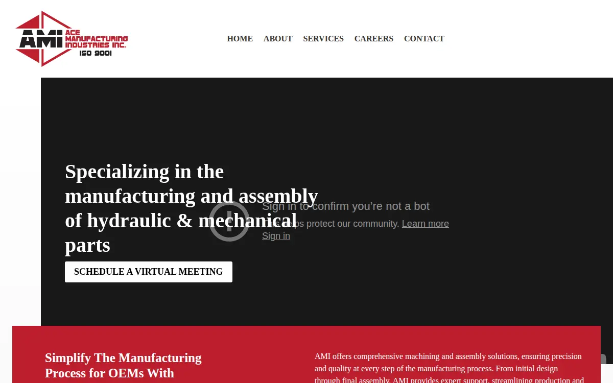 Homepage of Ace Manufacturing Industries, LLC