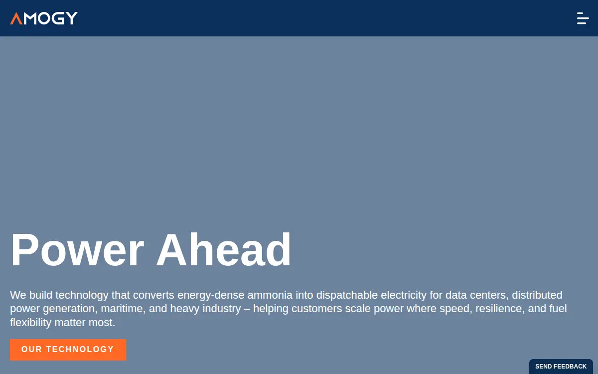 Homepage of Amogy INC
