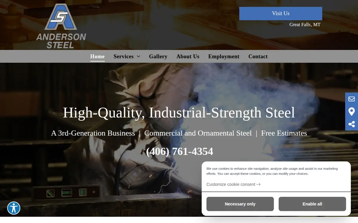 Homepage of Anderson Steel Supply INC