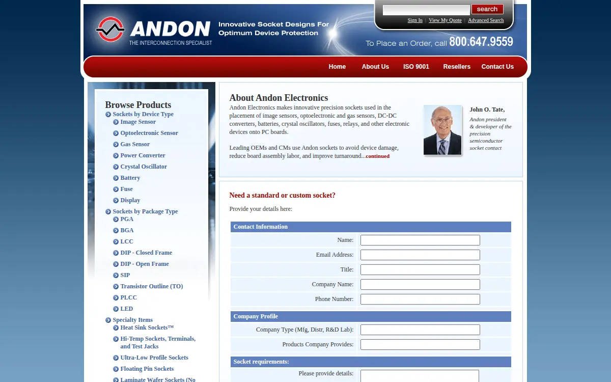 Homepage of Andon Electronics Corporation