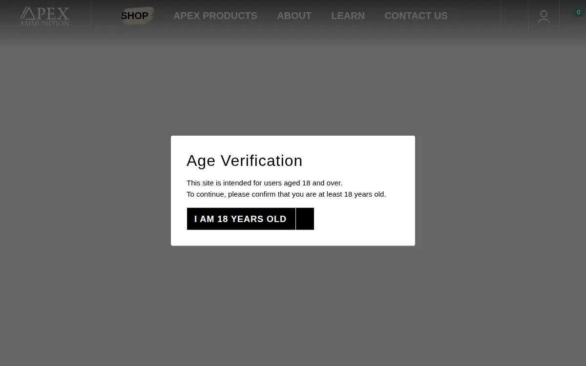 Homepage of Apex Ammunition, L.l.c.