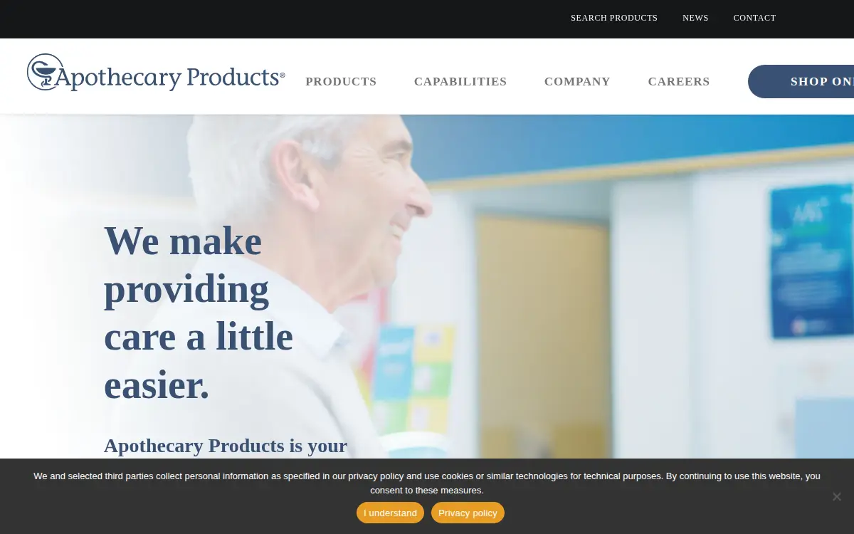 Homepage of Apothecary Products, LLC