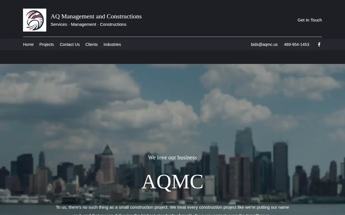 Homepage of Aq Management and Constructions LLC