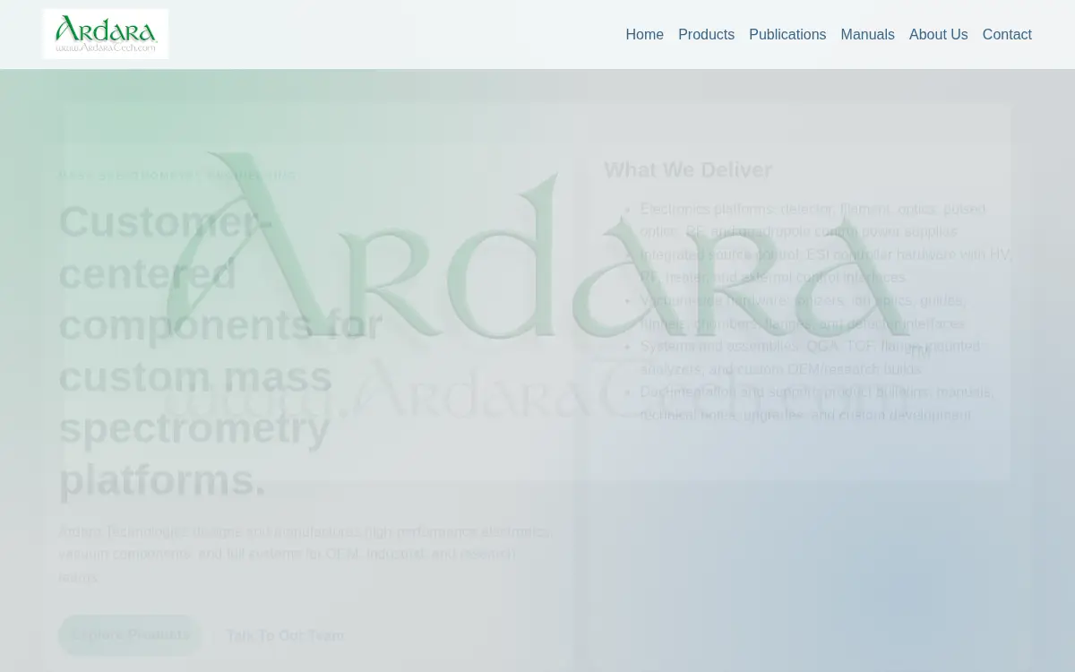 Homepage of Ardara Technologies LP