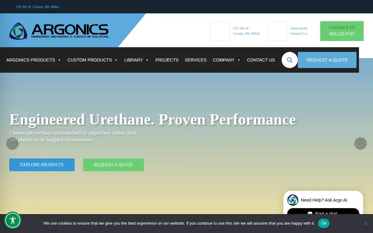 Homepage of Argonics, INC.