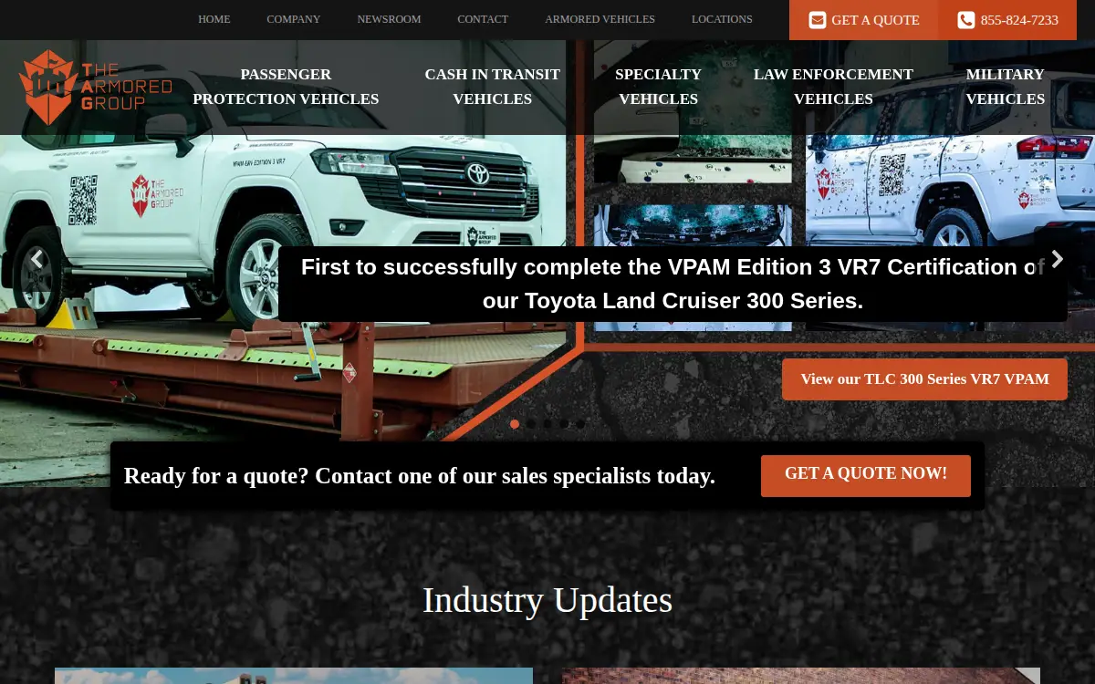 Homepage of The Armored Group LLC