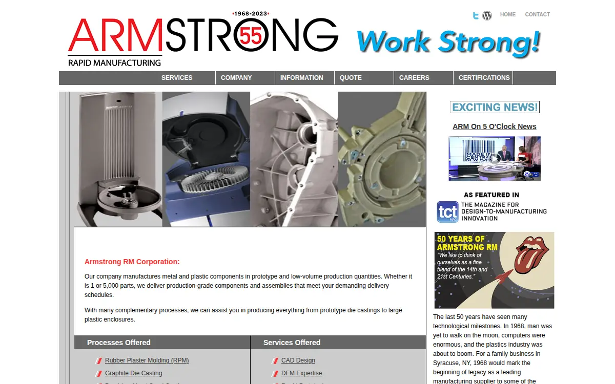 Homepage of Armstrong Mold Corporation