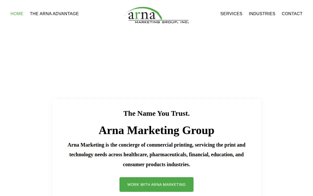 Homepage of Arna Marketing Group INC