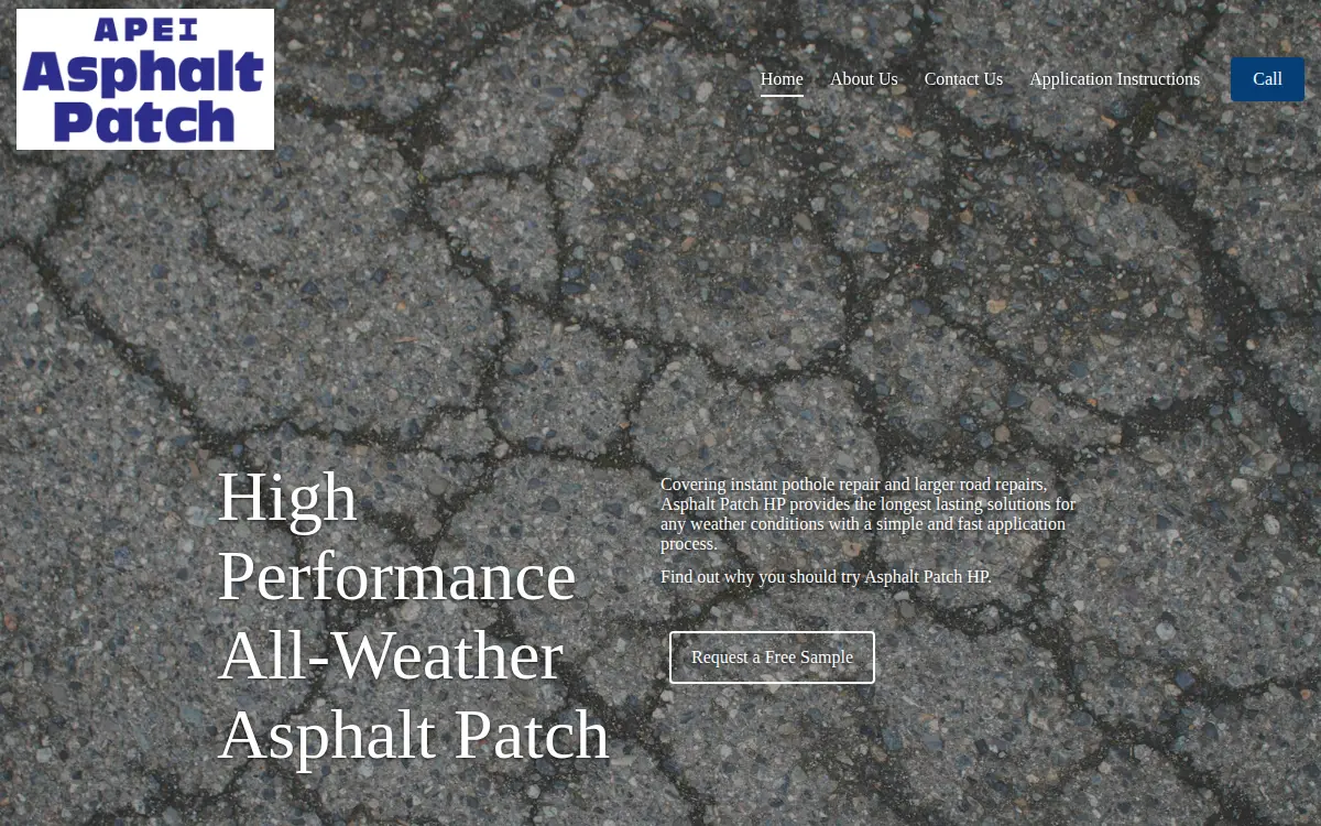 Homepage of Asphalt Patch Enterprises, INC