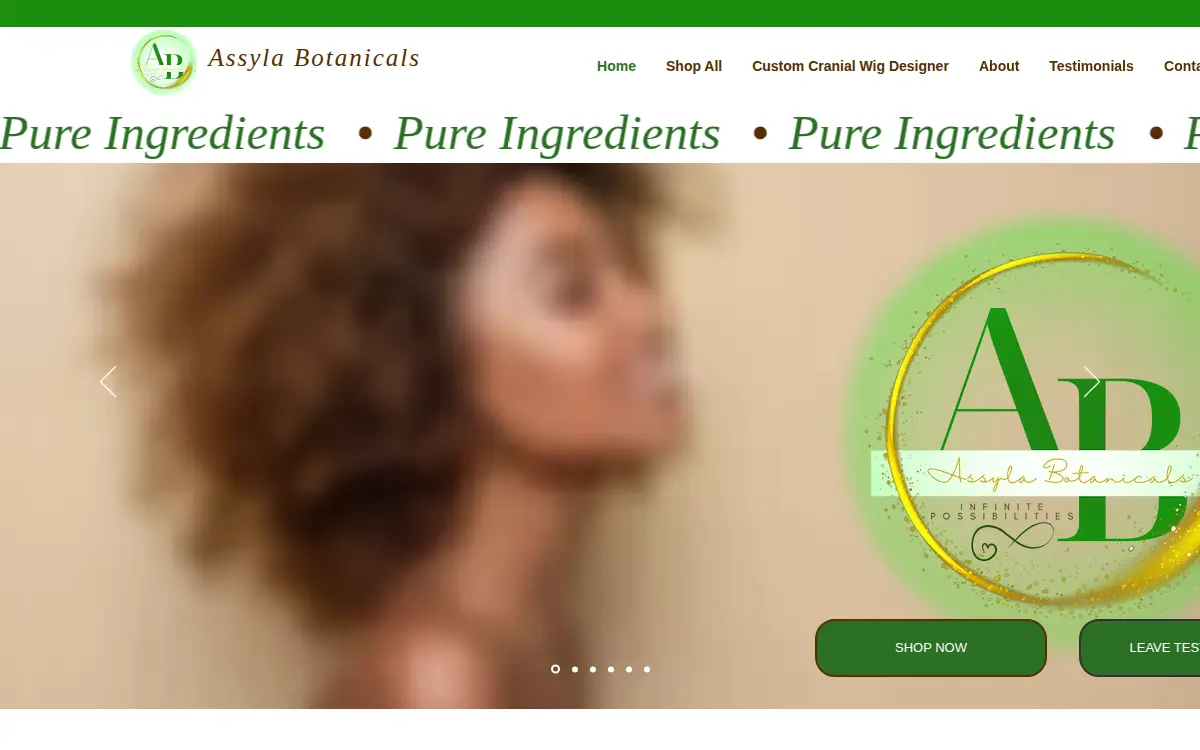 Homepage of Assyla Botanicals LLC