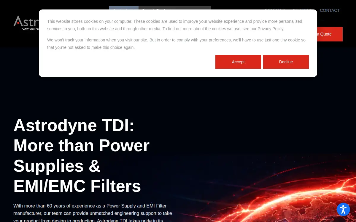 Homepage of Astrodyne Corporation