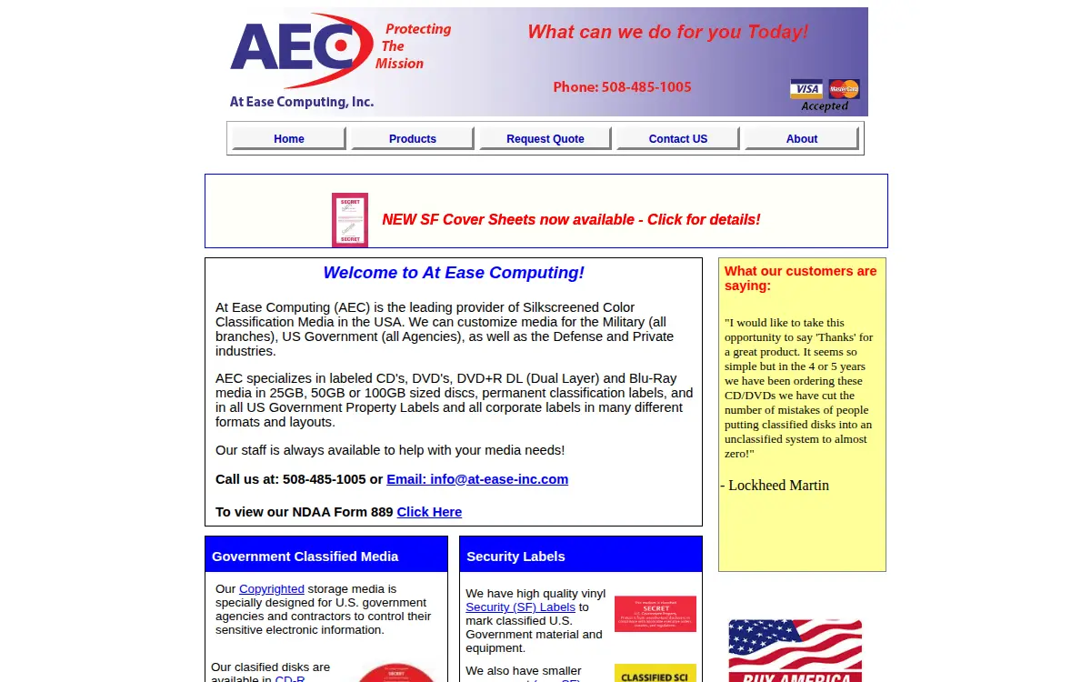 Homepage of At Ease Computing, INC