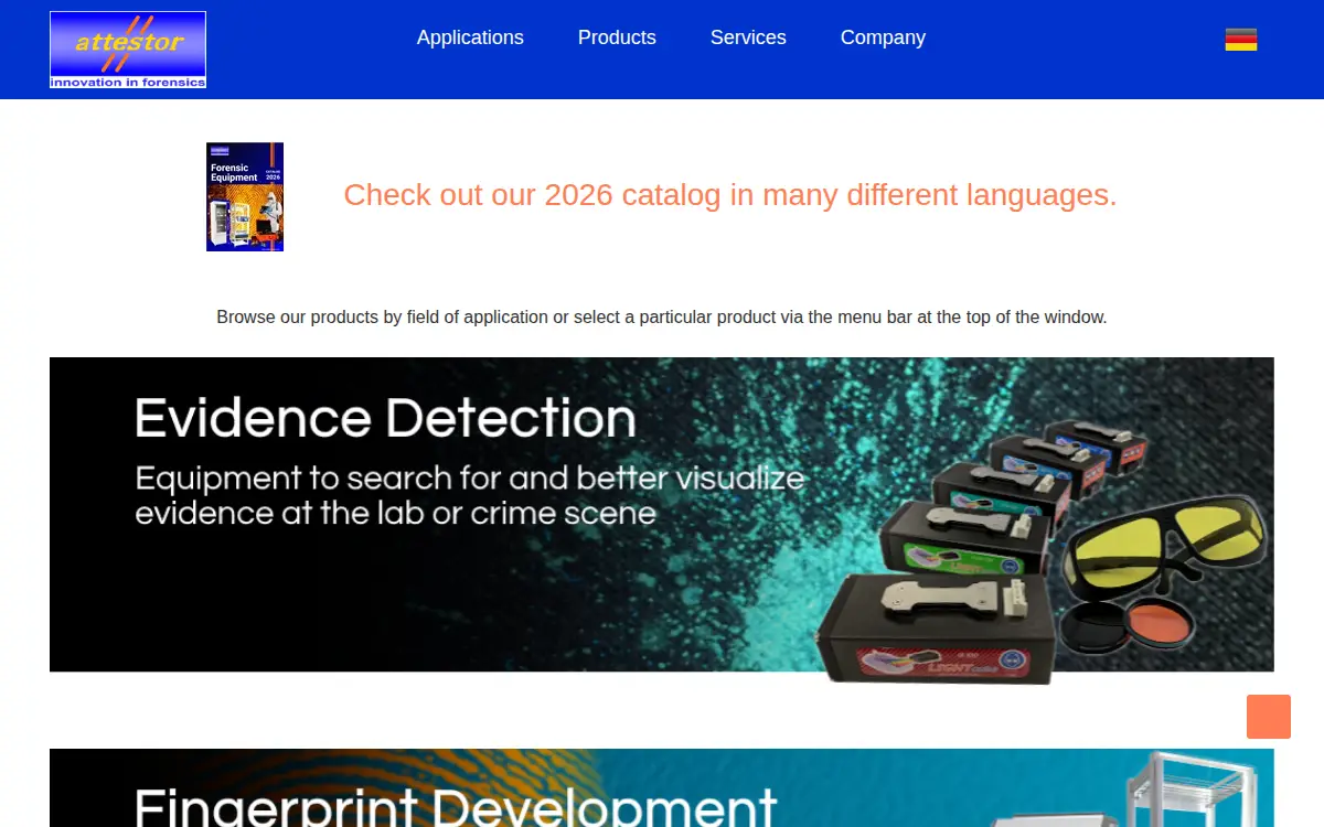 Homepage of Attestor Forensics US INC