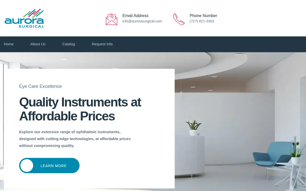 Homepage of Aurora Surgical, LLC