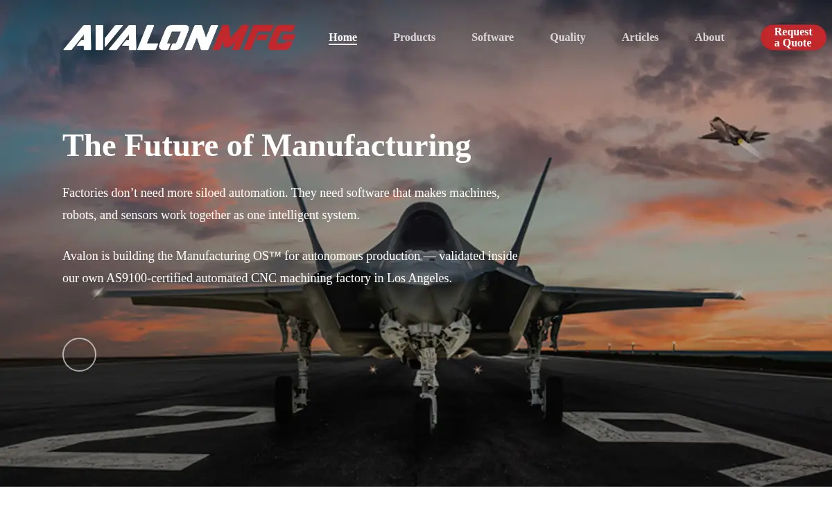 Homepage of Avalon Mfg, INC