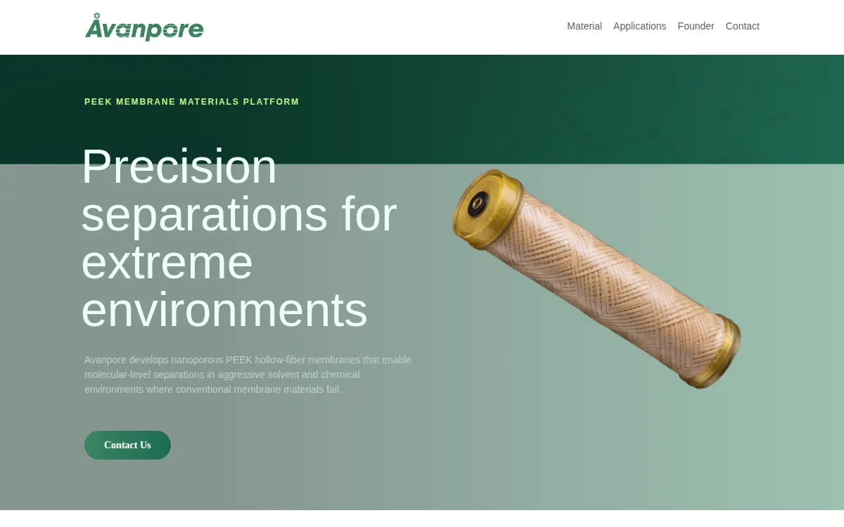 Homepage of Avanpore LLC