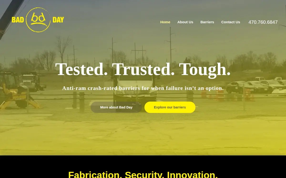 Homepage of Bad Day Fabrication, LLC
