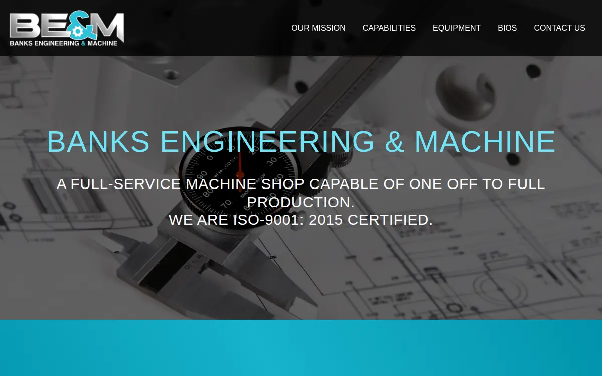 Homepage of Banks Engineering & Machine LLC