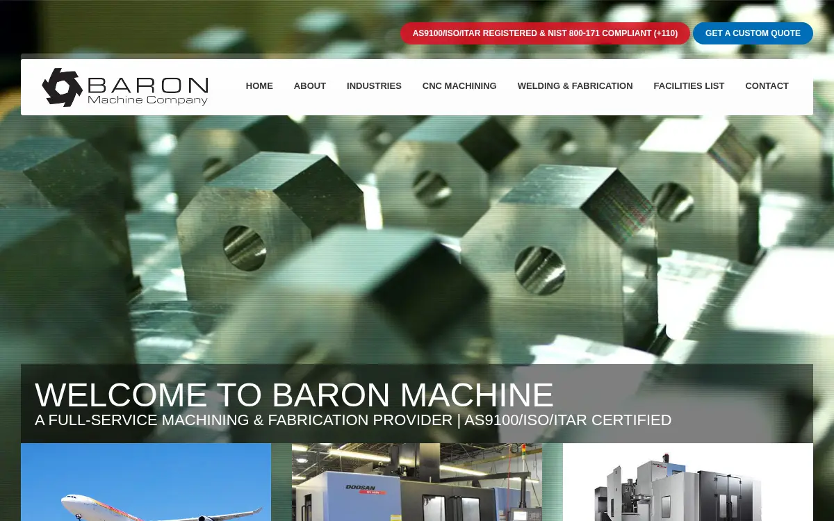 Homepage of Baron Machine CO INC