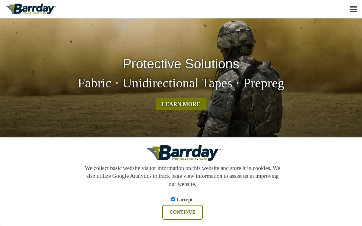 Homepage of Barrday Corporation