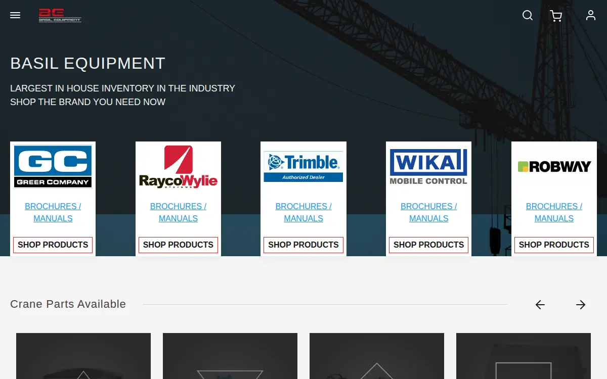 Homepage of Basil Equipment, INC.