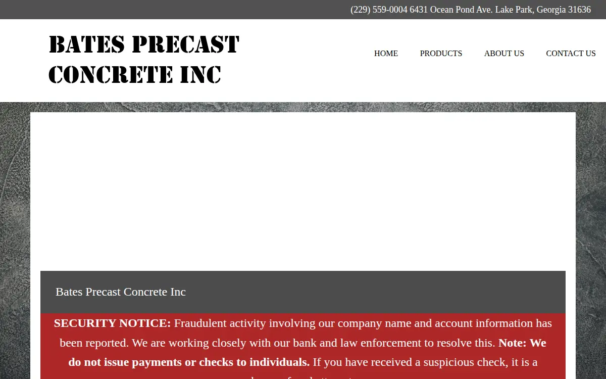 Homepage of Bates Precast Concrete, INC.