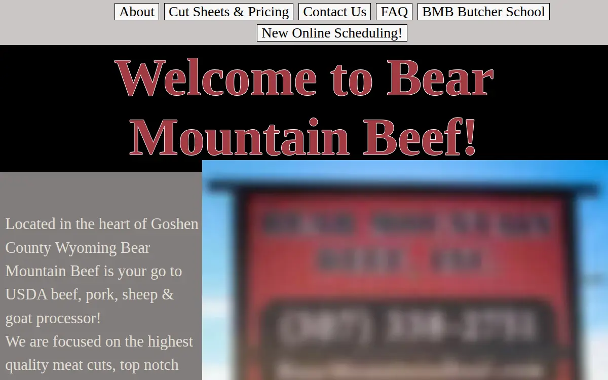 Homepage of Bear Mountain Beef INC