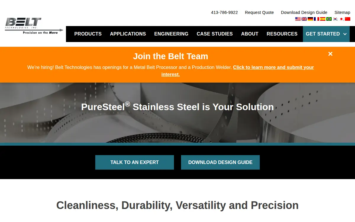 Homepage of Belt Technologies, INC.