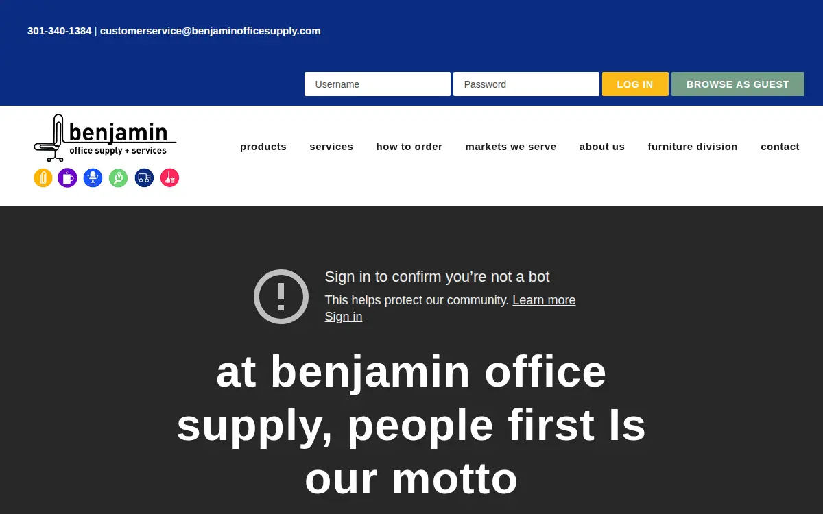 Homepage of Benjamin Office Supply & Services INC