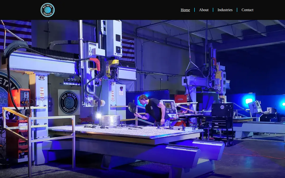 Homepage of Big Metal Additive LLC