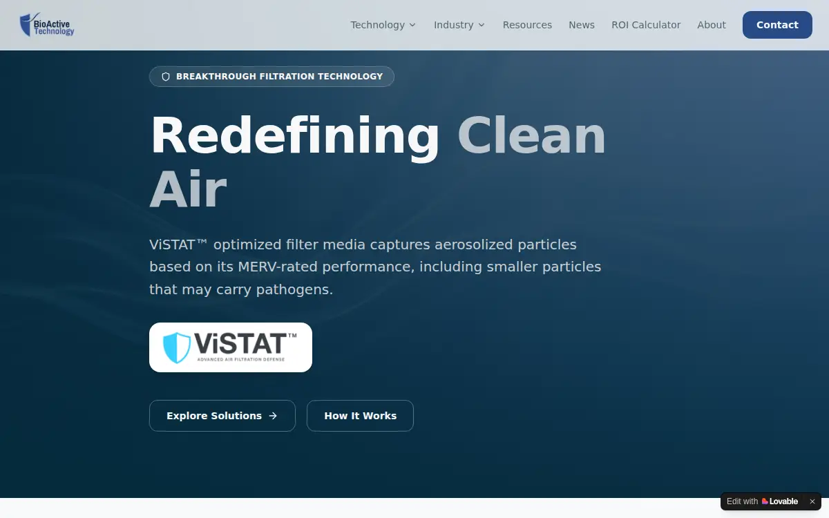 Homepage of Bioactive Technology LLC
