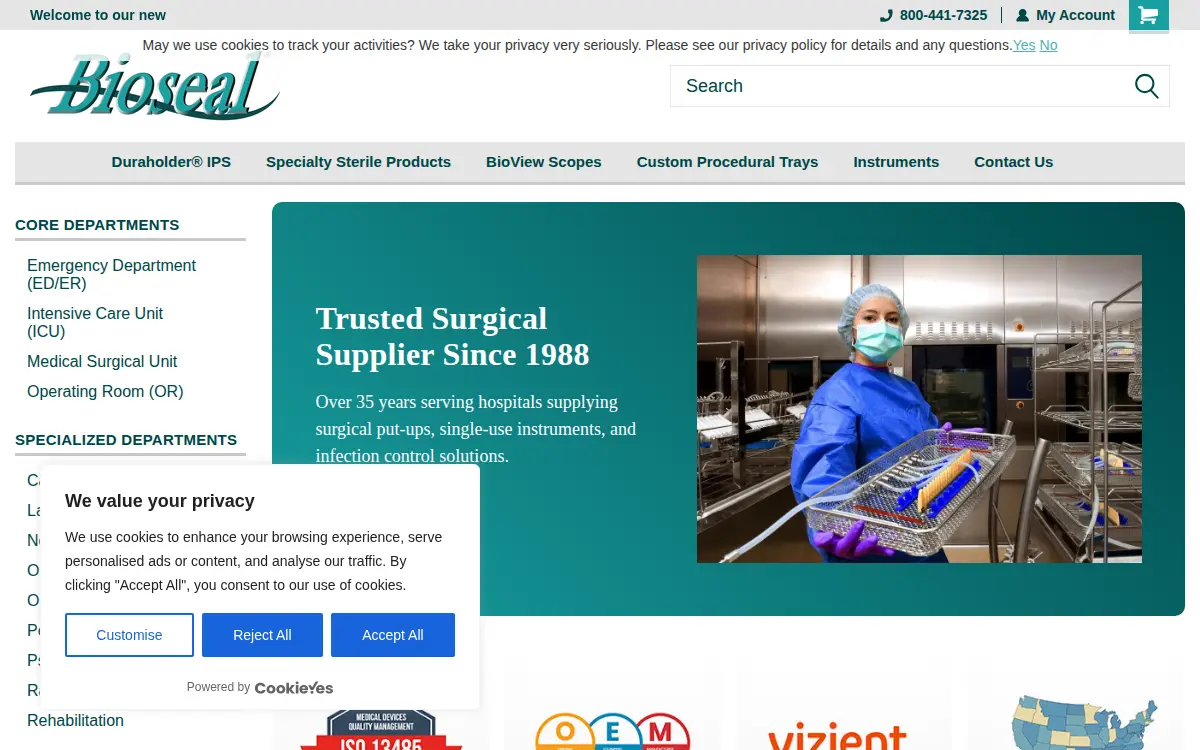 Homepage of Bioseal