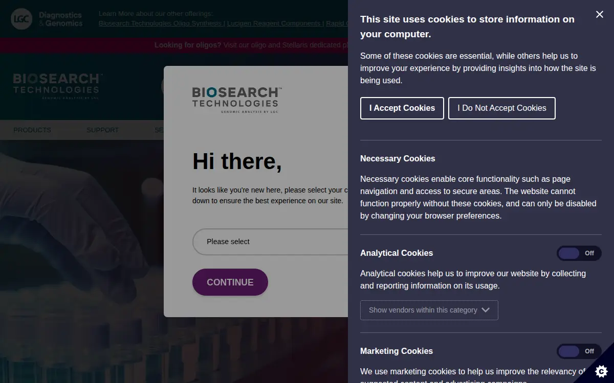 Homepage of Biosearch Technologies, INC.