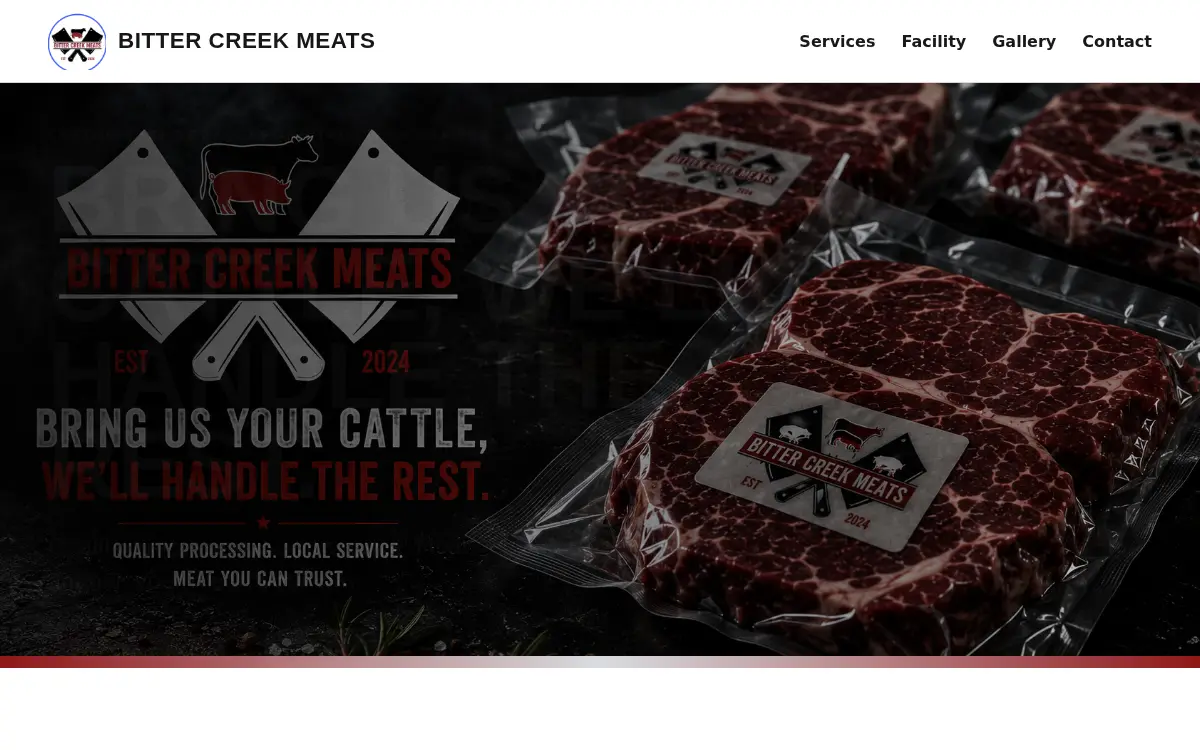Homepage of Bitter Creek Meats, LLC