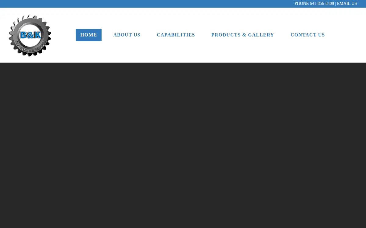 Homepage of B & K Machining, L.l.c