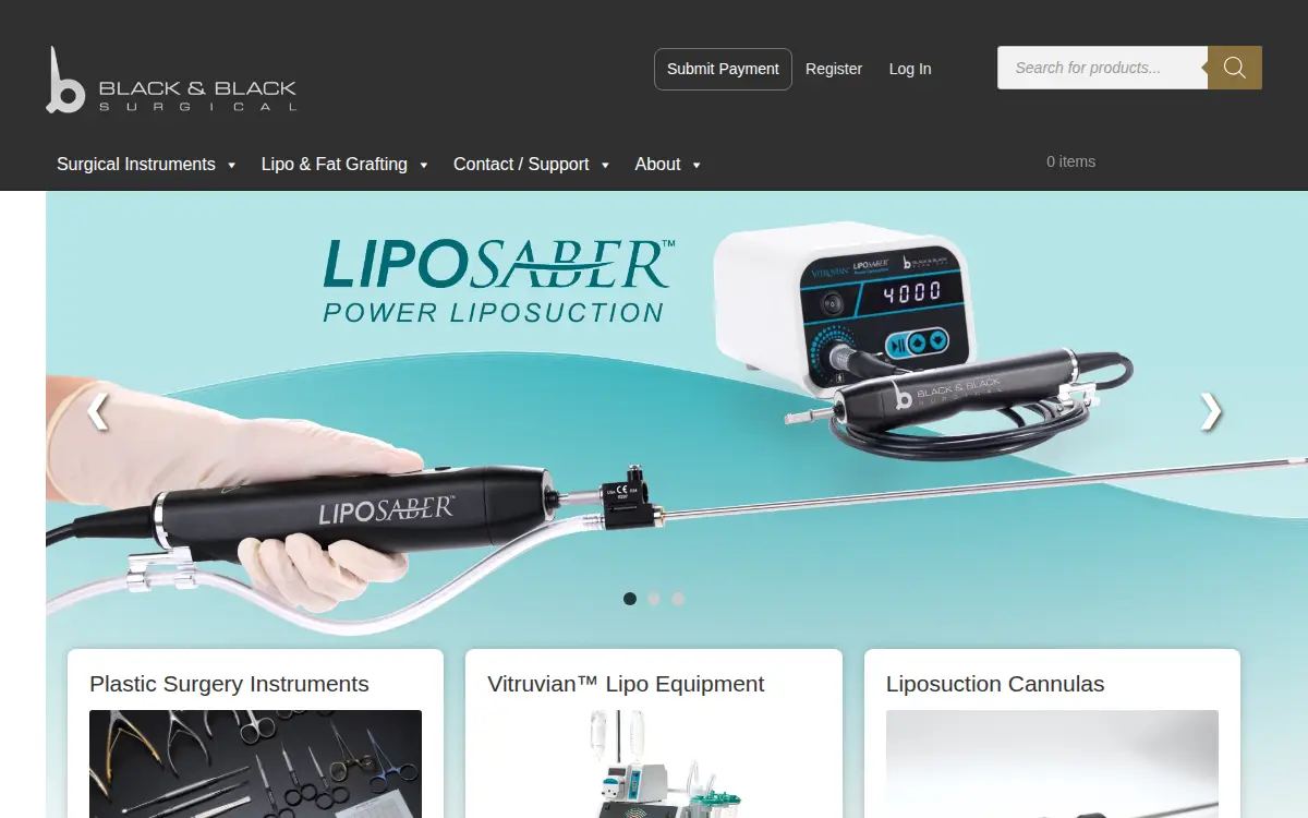 Homepage of Black & Black Surgical, INC.